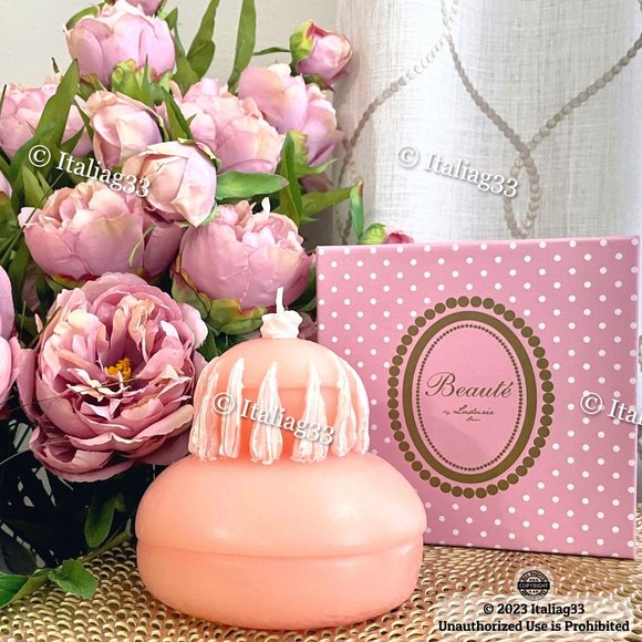 LADUREE Rose Scented Candle BOUGIE RELIGIEUSE The & Beaute Paris - Pink & White - Picture 4 of 14
